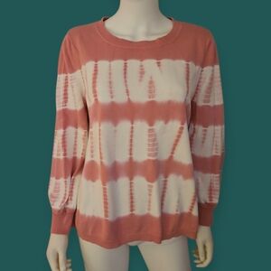 FEVER Pink Tie-Dye Striped Crew Neck Sweater